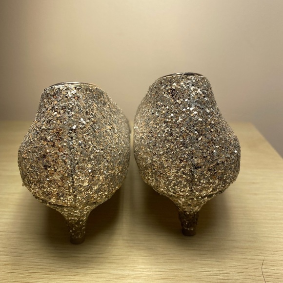 Badgley Mischka Heels glitter champagne size 6 EUC - Picture 7 of 13
